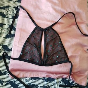 Sexy mesh halter bikini top